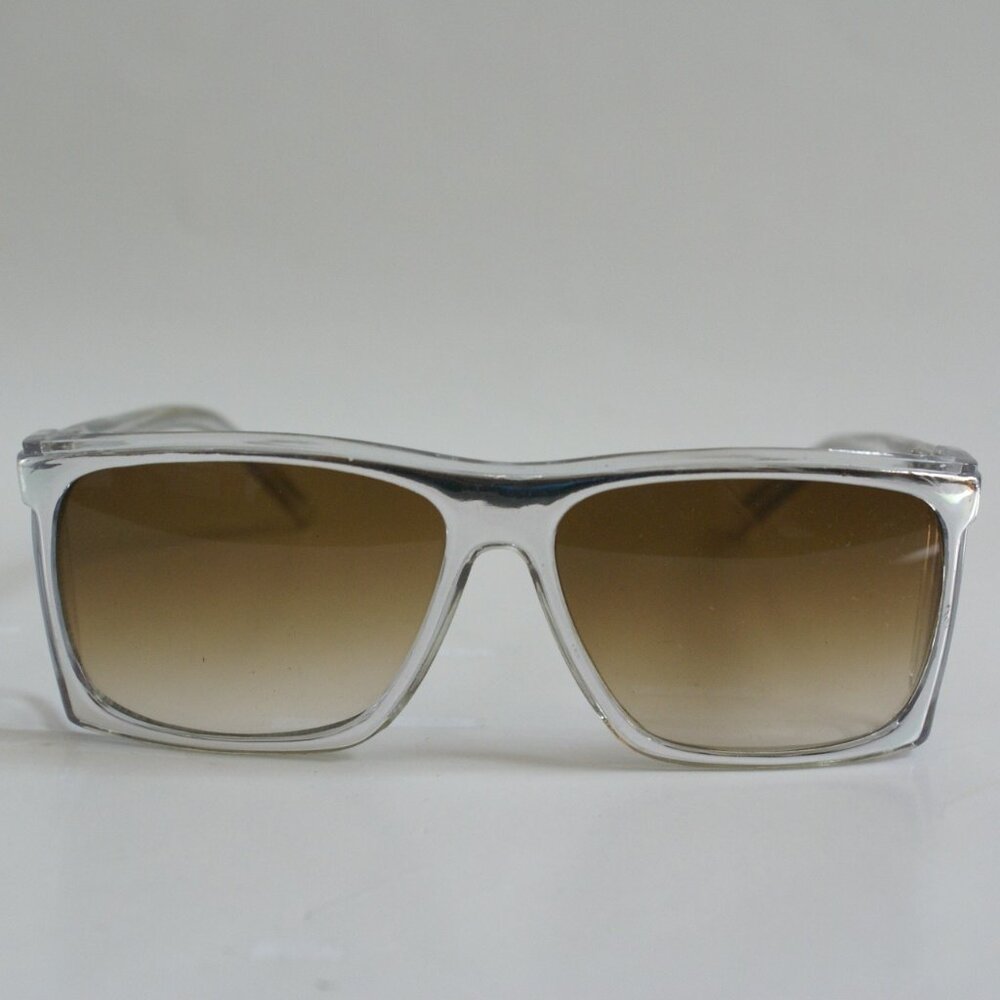 NWT Tru-Vintage 90's Plastic Rectangle w/Side Shield Sunglasses (Crystal/Silver)